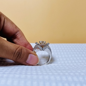 Round Cut Cluster Designed <b>Diamond</b> Classic Wedding & Engagement <b>Ring</b> Plain Band IGI Certified Lab Grown 14k White Gold Women's - Product Image 4