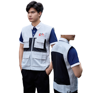 VENTA SUPERIOR Kaki Ingeniero/Chaleco de construcción Seguridad Multi bolsillos Diseño personalizado Malla reflectante Transpirable Secado rápido Cremallera gratis - Product Image 2