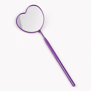 Heart Shape Handheld Stainless Steel Frame 3X <b>Magnifying</b> Single-Sided Purple Finish <b>Makeup</b> <b>Mirror</b> - Product Image 1