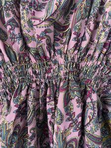 Robe en mousseline de soie à imprimé floral, style bohème, avec col en V, manches courtes, coupe ample, taille élastique, longueur mini, tenue décontractée d'été - Product Image 4