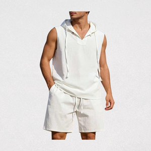 Conjunto de Dos Piezas de Sudadera con Capucha y Pantalones Cortos Cómodos, Ropa Informal Relajada para un Estilo Moderno - Product Image 4