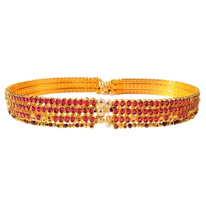 Gold Plated Meenakari <b>Bangles</b> <b>Set</b> Crystal Stone Imitation Pearl 2.6\" Ruby Main Fine Steel for Bridal Occasions-10575604LG_2.6 - Product Image 2