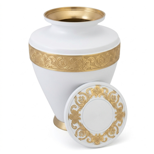Urnas funerarias de latón duradero para adultos con hermosas bandas decorativas doradas, urnas funerarias de metal con acabado en color negro para cenizas humanas. - Product Image 6
