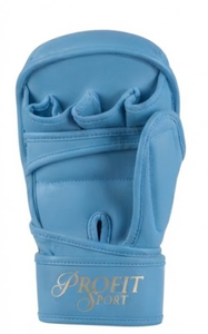 Gants de MMA bleus en PU, demi-doigts, avec sangle de poignet Velcro, pour adultes, entraînement d'arts martiaux - Product Image 3