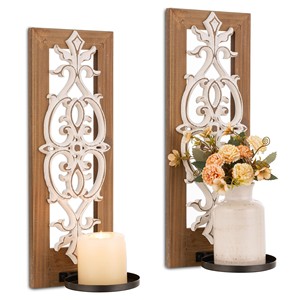 Portavelas Tallado en Madera de Acacia al por Mayor |   Diseño Floral Hecho a Mano - Product Image 2