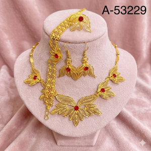 MOLL JEWELLERS Luxury Traditional Wedding Trendy Necklace Set Earrings Headpiece for Women Gold Silver Plated Jewelry SetA-53230 - Product Image 2