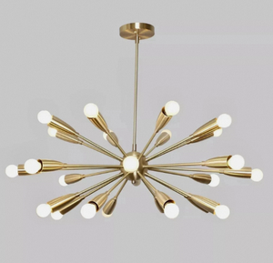 Lustre suspendu ALI DECORATOR au fini cuivre moderne, lampe de plafond avec incrustation d'ampoules, luminaire minimaliste en forme d'étoile pour salon - Product Image 3