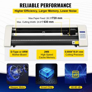 Máquina de corte de vinilo de 28 pulgadas con fuerza y velocidad ajustables, pantalla LCD, alimentación de papel, plotter de corte, impresora y sistema Windows - Product Image 3