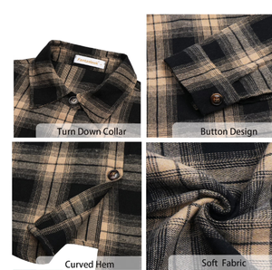 Plaid Flannel Shirts for Women Oversized Long Sleeve Button <b>Down</b> Shirts Blouses Tops - Product Image 5