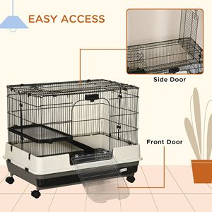 2-Tier Black <b>Small</b> Animal Breeding Cage Rabbit Hutch Removable Tray Platform Ramp for Bunny Chinchillas Ferret Hedgehog Gerb - Product Image 4