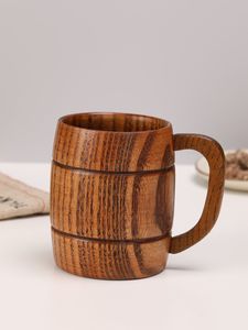 Natural Wooden Coffee Mug Solid Wood Tea Cup Classic Eco-Friendly Portable Heat Resistant <b>Drinkware</b> for Office Home Cafe Bar - Product Image 5
