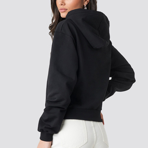 Sweat-shirt à capuche noir pour femme, coupe classique, en coton, pull décontracté avec poches, vêtements d'automne - Product Image 2