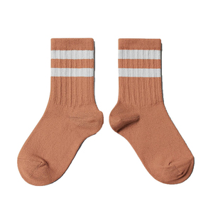 Harry Johnson Production Crew <b>Socks</b> Striped <b>Orange</b> with White Bands Breathable Knitted for Adults Casual Wear - Product Image 1