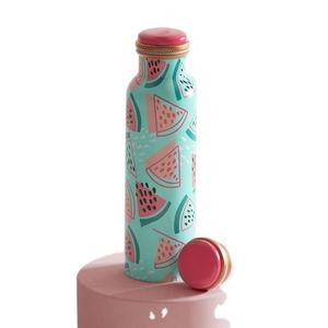 Ensemble de 2 nouvelles bouteilles d'eau en cuivre écologiques avec couvercle, design moderne pour le bureau et la salle de sport, bouteille en cuivre - Product Image 3