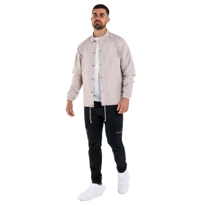 Blouson coupe-vent gris clair pour homme, col zippé, décontracté, printemps, couleur unie, polyester enduit, coupe classique - Product Image 4