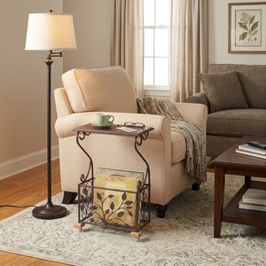 Wrought Iron Traditional <b>Antique</b> Glass Top End Table Metal Bookcase for Living Room Furniture - Product Image 2