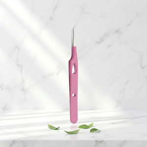 Pinces professionnelles pour extensions de cils, finition violette, pointe incurvée, instruments pour techniciennes en cils et usage en salon - Product Image 4