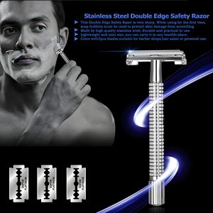 Safety <b>Razor</b> Double Edge Safety <b>Razor</b> For Unisex 3 Platinum Coated Double Edge Blade Refills Safety <b>Razor</b> For men New Design - Product Image 5