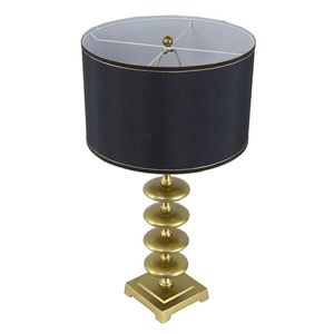 Lámpara de Mesa Contemporánea con Diseño de Disco 16x16x29.8 en Dorado y Negro - Product Image 3