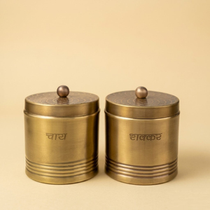 Handcrafted Hammered Metal Storage Canister With Mango Wood <b>Lid</b> And Ginkgo Leaf Handle <b>Decorative</b> Antique Gold Jar For Kitchen - Product Image 2