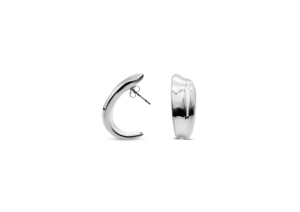 Organic Water Drop 925 Sterling <b>Silver</b> Minimalist <b>Stud</b> <b>Earrings</b> <b>for</b> <b>Women</b> Wholesale Plain Chunky Concave C-Shape <b>Stud</b> <b>Earrings</b> - Product Image 1