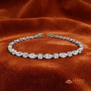 Bracelet tennis en moissanite pour femme, chaîne fine en argent, bijou de mode, pierre marquise, accessoire élégant, style cadeau - Product Image 4