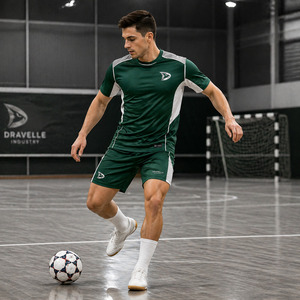 Ensemble de maillots de football personnalisés en gros pour hommes, respirant, vert, pour futsal, manches courtes, tenue de sport d'équipe - Product Image 4