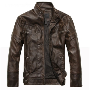 Men's Coated Woven Stand Collar Slim Fit Autumn Casual Genuine Leather Breathable Hooded <b>Jacket</b> <b>Zip</b> Closure Vintage Style DDP - Product Image 5