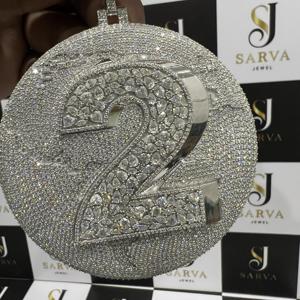 Joyería Fina, Plata S925, Colgante Personalizado con Moissanita VVS Grande, Certificado IGI, Collar con Nombre Estilo Hip Hop para Hombre - Product Image 6