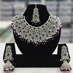 Silver Plated <b>Fine</b> <b>Jewelry</b> <b>Set</b> with Crystal Stone and Pearls 12881122PU Necklace - Product Image 1