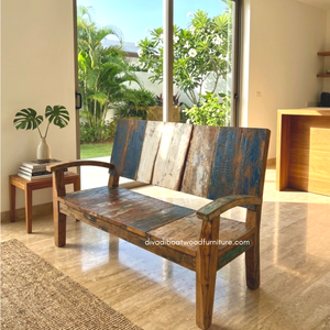 Handcrafted Rustic Wooden Two <b>Seat</b> Natural <b>Corner</b> Sofa Reclaimed Boat Wood Eco-Friendly Indoor Outdoor Apartment Hotel Villa - Product Image 3