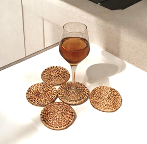 Sous-verres et sets de table en rotin écologiques pour café, mariage, thé nordique, sous-verres en rotin pour boissons - Product Image 4