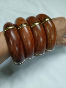 Natural Wood and Brass <b>Bangle</b> <b>Bracelet</b> Eco Friendly Handmade Fashion Accessory - Product Image 2