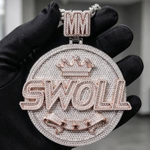 Colgante Personalizado con Nombre en Disco VVS Moissanite, Estilo Hip Hop, Chapado en Rodio, Plata de Ley 925, Joyería Fina, Colgantes y Dijes - Product Image 5
