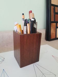 Wooden <b>Desk</b> Pen Organizer with Natural Finish Handcrafted Wood Pen Storage for <b>Office</b> <b>Desk</b> <b>Rustic</b> Wooden Holder for Pens and Pen - Product Image 3