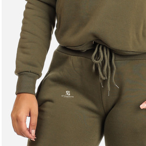 Winter Women's Two Piece Breathable <b>Fleece</b> Tracksuit Set Solid Hooded Sweatshirt Matching Pants Comfortable <b>Running</b> Fitness - Product Image 6