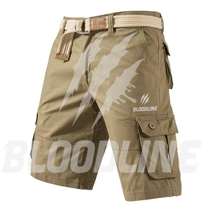 Bermuda Cargo Homme BLOODLINE Taille Mi-Haute en PU Motif Camouflage Ceinture Élastique Style Décontracté avec Poches 220g - Product Image 1