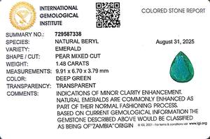 Esmeralda Verde de 1.48 Quilates en Forma de Pera, Gema Suelta de Zambia - Product Image 6
