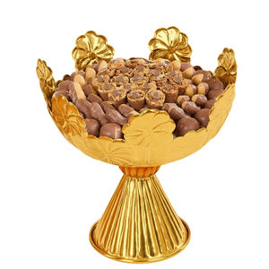 Bol à chocolat en métal doré au design élégant, bol décoratif pour servir des bonbons, plateau à dessert pour la maison et les fêtes de mariage - Product Image 2