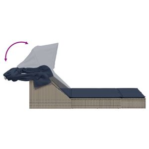 Tumbona Doble con Toldo de Poliratán Gris y Cojines - Product Image 6