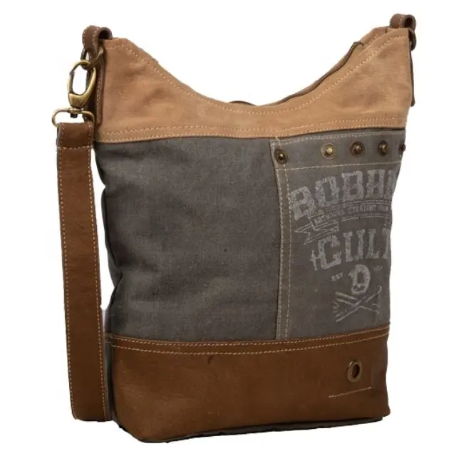 new arrive female cross body zipper bag and canvas stitching bag trendy large-capacity handbag custom long strap