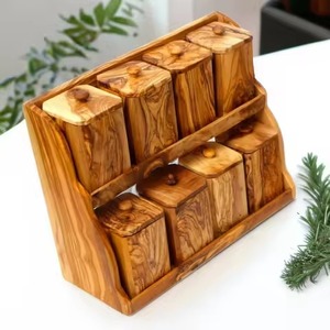 Caja de Almacenamiento de Cocina de Madera con Compartimentos Interiores para Guardar Especias, Hierbas y Ingredientes de Cocina - Product Image 2