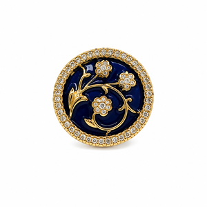 Botón de latón para hombre con diseño floral de esmalte azul y detalles de cristal de imitación, accesorio para ropa formal. - Product Image 1