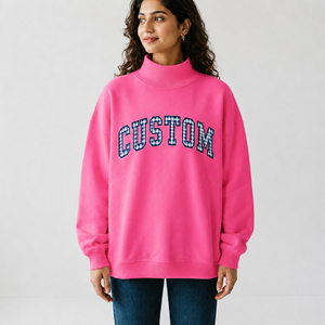 Sudadera Oversize de Cuello Alto para Mujer, de Algodón Afelpado, Hombros Caídos, Manga Larga, Puños Acanalados, Cortavientos Frontal, OEM ODM al por Mayor - Product Image 1