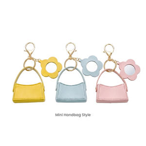 Llavero de Moda con Colgante de Flor de Cuero PU y Espejo, Color Personalizado, Amuleto de Alta Calidad para Bolsos de Mujer - Product Image 2