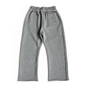 Pantalon de survêtement unisexe à jambe large avec logo Raw Edge, taille élastique, coupe ample, style streetwear décontracté - Product Image 5