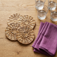 Sous-verre en rotin naturel tressé AG Elements de 4 pouces, fait main, écologique, support de tasse résistant à la chaleur, épaisseur personnalisée, pour la maison