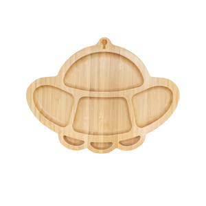 Assiette d'alimentation pour enfants en bambou écologique, motif nuage arc-en-ciel, avec compartiments, ventouse, pour bébé, vaisselle de qualité alimentaire pour tout-petits - Product Image 2