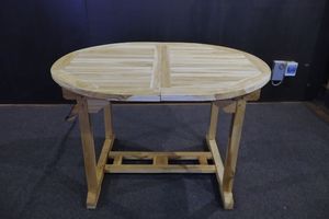 Table de salle à manger extérieure ovale extensible en teck moderne, finition bien poncée, 6 places, mobilier d'extérieur, utilisation en patio, modèle TAB31B - Product Image 2