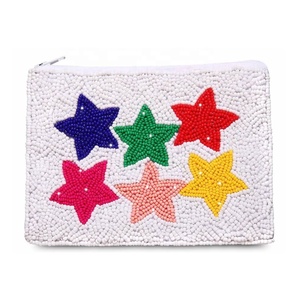 Handmade Cotton Fabric Beaded <b>Coin</b> <b>Purse</b> Colorful Star Theme Creative Eco-Friendly Durable Small Change Wallet Zippers Women - Product Image 2